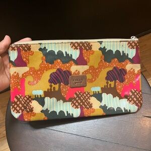 Fossil Key Per Cosmetic Bag Travel Pouch Clutch Coated Canvas Fun Print